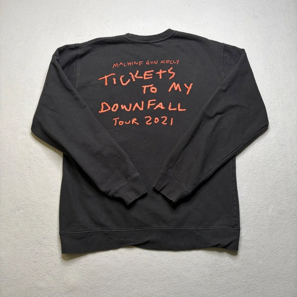 Machine Gun Kelly Crewneck Mens L Black Tickets To My Downfall Tour 2021 Graphic